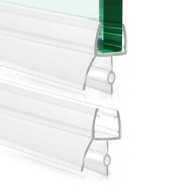 Bathroom Shower Door Seal Strip, 2PCS 36 Inch Shower Door Bottom Seal Strips, PVC Transparent Shower Door Seal Strip for 3/8"(10MM) Frameless Shower Door