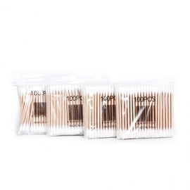 Bagged Cotton Swabs 100P x 4, Large Capacity Wooden Stick for Hygienic Ear & Beauty Care Disposable 10ea