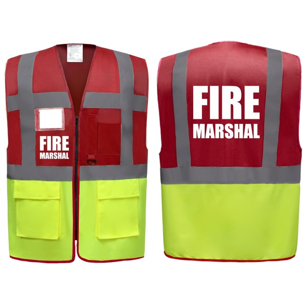 Brook Hi Vis UK Big Logo Fire Marshal Red/Yellow Zipped
