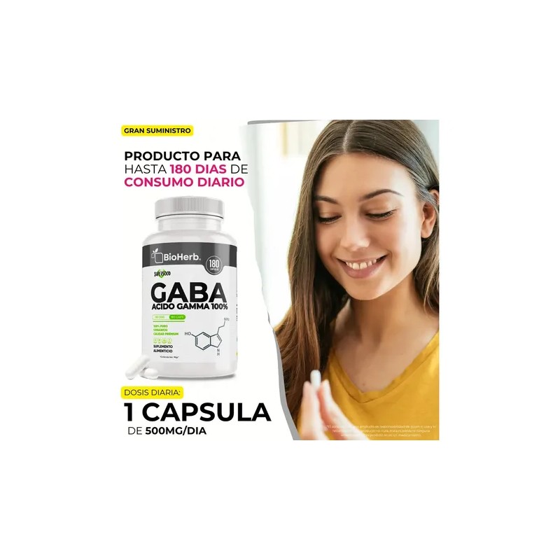 Gaba Capsulas - Acido Gamma Aminobutírico 100 Para 180 Días