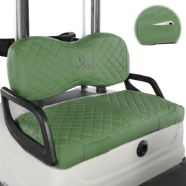 Golf Cart Seat Covers for Yamaha G29/Drive 2 Standard Front Seat Cushion,Vinyl Leather Yamaha Seat Covers with Pockets,Retractable Buckle Drawstring No Stapler Needed Replacement Seat Cover(Green)