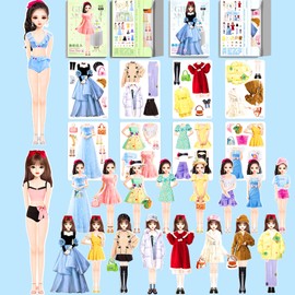 Magnetic Dress Up Dolls, Magnetic Doll Dress Up Kits Magnetic Paper Dolls Pretend Play Set for Girls Ages 4 Years and Up Kids Travel Activities Road Trip Car Ride Interactive Learning Imagine Gift