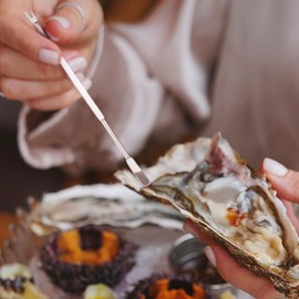 Creole Feast SF1001 Stainless Steel Lobster Forks Set, 4-Piece Double-Ended Seafood Tools Set for Lobsters, Crab Legs, Oysters and Nuts, 7-Inch Long, Silver