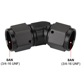 Podavelle 8AN Female to 8AN Female 45 Degree Swivel Coupler Fitting Adapter Union Aluminum Black