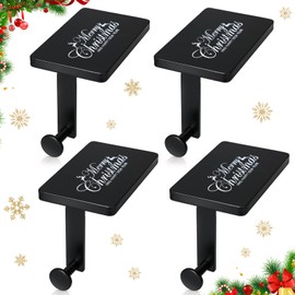 Yaocom 4 Pack Merry Christmas Stocking Holders Mantel Stocking Hangers Heavy Duty Fireplace Stocking Holders Weighted Stocking Hanging Hooks for Xmas Holiday Party Decoration(Black)
