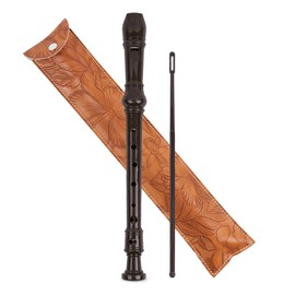 Haecsfl Recorder Instrument for Beginner Adults,8-Hole Soprano Descant Recorder Music Flute with with Cleaning Rod & Leather Case For Home Entertainment(2-Carved Light Brown)