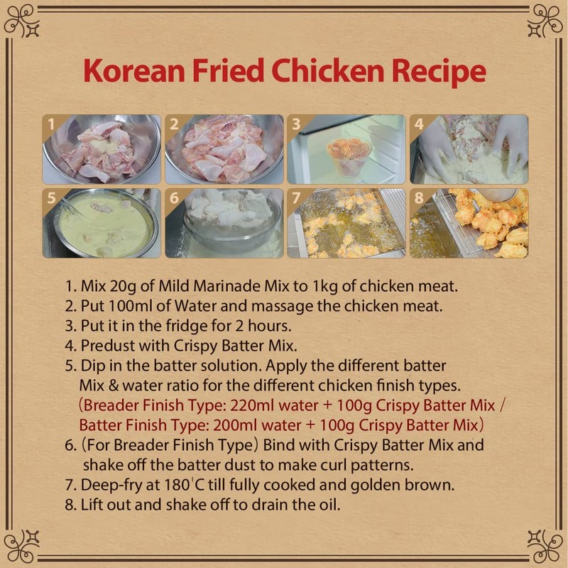Foodrella Korean Taste Crispy Fried Chicken Crispy Batter Mix, Frying