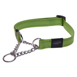 Reflective Nylon Choke Collar; Slip Show Obedience Training Gentle Choker for Large Dogs, Green