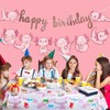 2 Pcs Axolotl Happy Birthday Banner Pink Cartoon Axolotl Aquatic