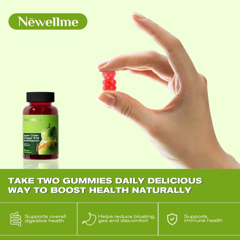 NEWELLME Sugar-Free Apple Cider Vinegar (ACV) Gummies with The Mother
