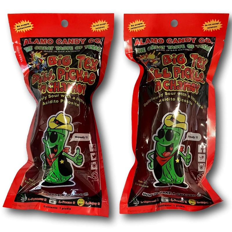 Pack of 2 Alamo Candy Big Tex Dill Pickle in
