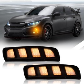 BINQIGOO LED Daytime Running Light Front Bumper Fog Light, Switchback White DRL Amber Sequential Turn Signal, Compatible with Honda Civic Type R 2017-2021