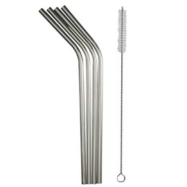 Danesco Manufacturing 8342676SS Stainless Steel Straws Set, Silver