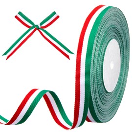Gulfmew National Ribbon, 15 mm x 30 Yards, Italy Ribbon, Gift Ribbon, Decorative Ribbon, Fabric Ribbon, Satin Ribbon for World Cup, European Championship, National Holidays (Red, White, Green)