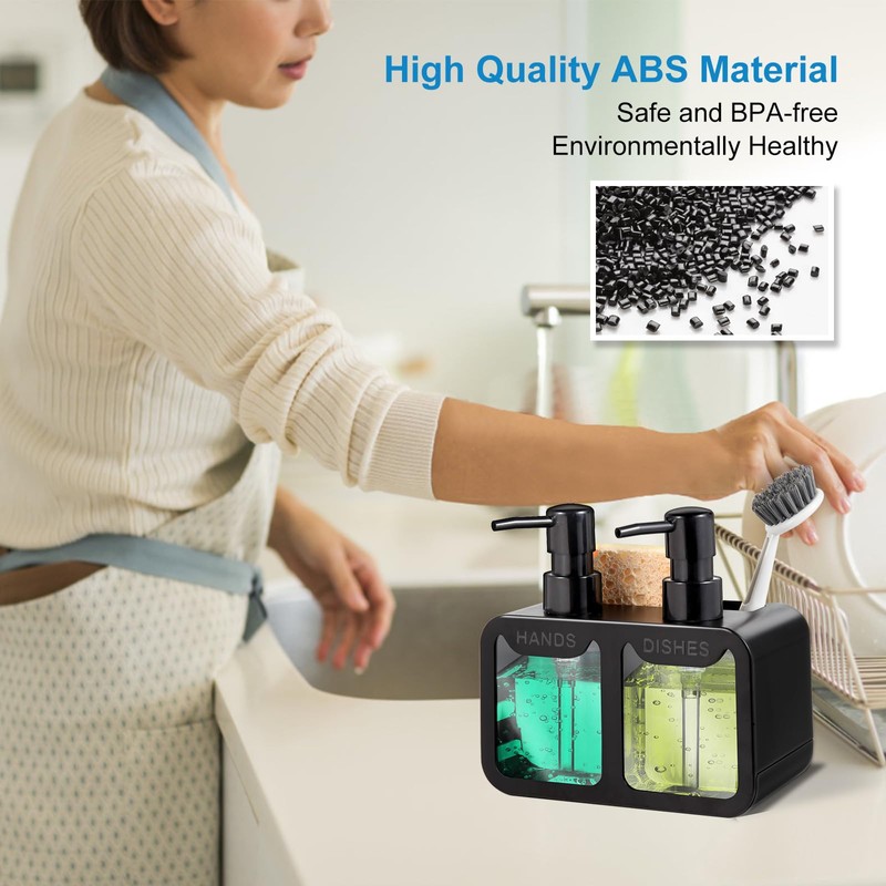 Kitchen Soap Dispenser Set, with Hand and Dish Soap, Sponge