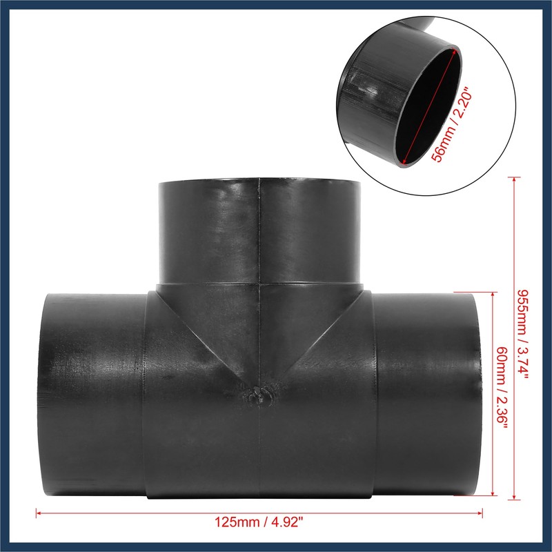 INFINAUTO 60mm Car 3 Way Air Ducting Elbow Pipe T