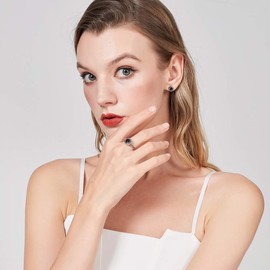 Mytys Retro Vintage Cocktail Statement Ring Black Marcasite Crystal Rings for Women Girls Antique Silver Big Black Onyx Stone Ring (9)