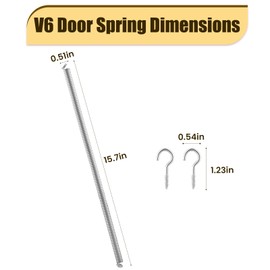 XwaYexa V6 Door Spring, 15.7" x 1/2" Galvanized Steel Screen Door Springs with 2 Hooks, Automatic Closing Fits for Lightweight Storm and Screen Doors, Easy Installation