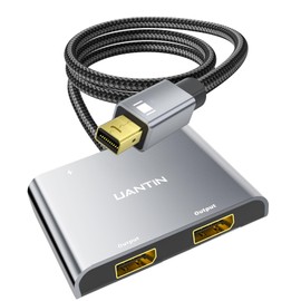 UANTIN Mini DisplayPort to Dual DisplayPort Adapter | 4K 60Hz High-Speed Thunderbolt 2 (DP) Male to 2 DP Female Splitter Extended Display Adapter, for MacBook Air/Pro, Mac mini, Surface Pro/Dock