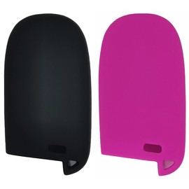 REPROTECTING Silicone Rubber Key Fob Cover Compatible with 2011-2021 Chrysler 200 300 Dodge Challenger Charger Dart Durango Journey Fiat 500 L X Jeep Cherokee Compass Grand Renegade (Black Purple)