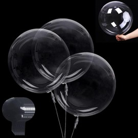 20Pcs 24inches Clear Bobo Balloons, Bubble Balloons, Clear Balloons, Reusable Fillable Bubble Transparent Balloons, Suitable DIY Birthday Party Wedding Engagement Anniversary Decoration