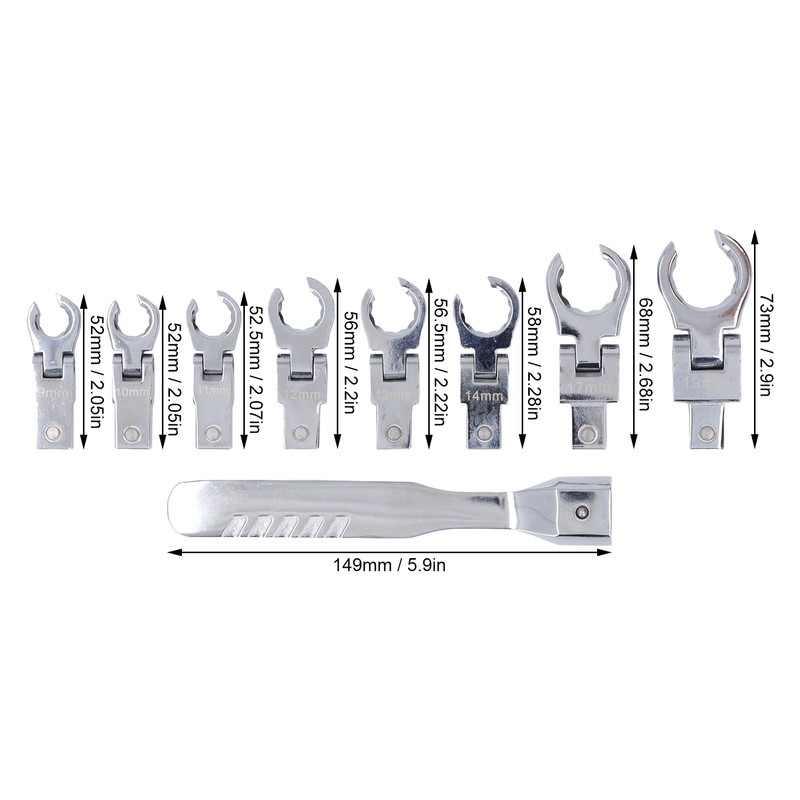 Replaceable Wrench Set Flexible Head Torsion Wrench 180 Degree Rotating