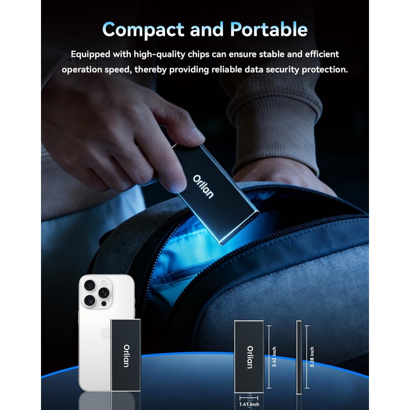Orlian 500GB External Portable SSD Solid State Drive USB 3.1