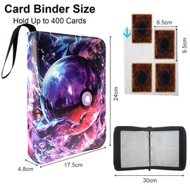 Garegce Trading Card Binder 4-Pocket, 100 Pages 400 Pockets PU Waterproof Card Folder, Card Collection Binder Folder Storage Organizer with Zipper for Kids Adult Birthday Gifts -Style 4
