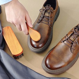 Horsehair Shoe Brush for Cleaning, Shoe Polish Brush Horse Hair Shoe Brush, Soft Shoe Shine Brush Shoe Cleaning Brush for Leather Shoes Boots & Sneakers (Light Brown)