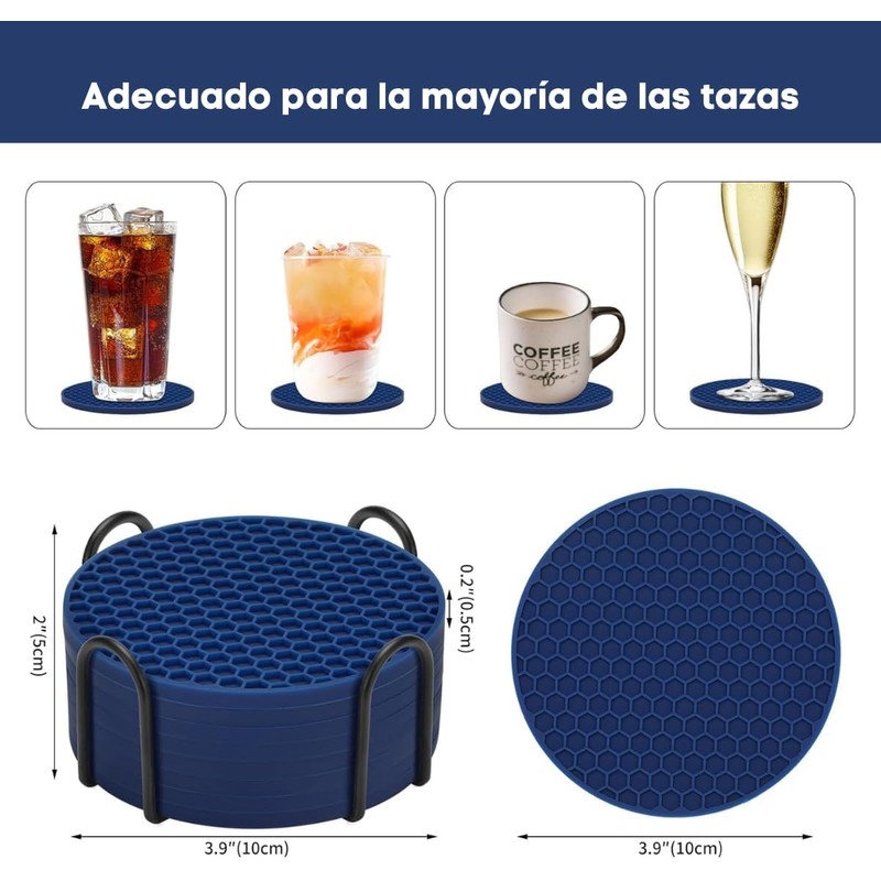 12PCS Posavasos para Mesa con Soporte Portavasos de Silicona Antideslizantes