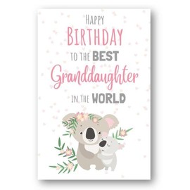 Second Ave Best Granddaughter In The World Cute Koala Happy Birthday Card Greetings Card For Her