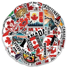 MONIZY Canada Travel Stickers 50 Pieces Vinyl Waterproof Decal for Laptop Water Bottle Phone Car Window Bike Motorcycle Stakeboard Scrapbook Canadian Vacation Sticker Gifts
