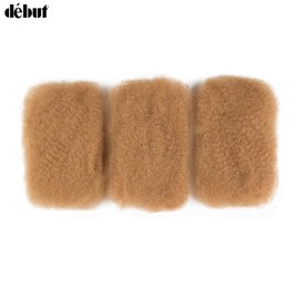 DÉBUT Afro Kinky Bulk 100% Human Hair Honey Blonde 3 Packs 150g Tight Afro Kinky Curly Bulk Bundles Hair for Making/Repair Locs, Kinky Twists, Dreadlocks Braiding Hair Extensions (#27, 18 Inches)