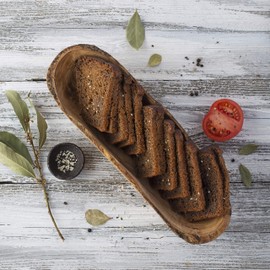 Forest Decor Olive Wood Decorative Bowls - 12" Natural Wood Hand Carved Bread Bowl - Handmade Rustic Kitchen Decor for Serving Salad, Snack - Wooden Farmhouse Fruit Bowl - Dining Wooden Dough Bowls