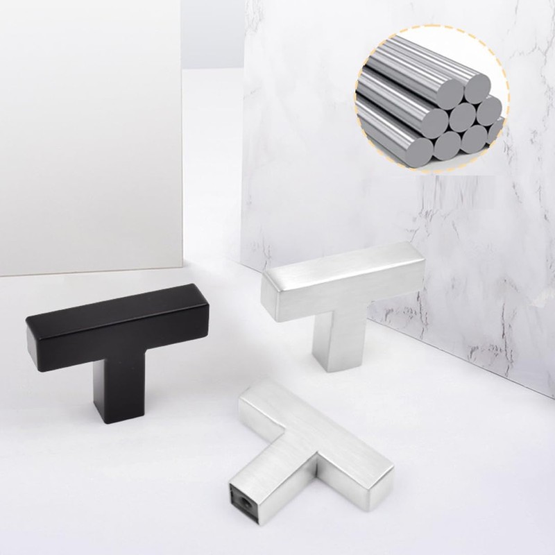 2 Pcs Silver Square Wardrobe Knobs, Frosted Silver Single Hole