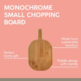 Typhoon Monochrome Small Chopping Board | Sustainable and Durable Bamboo Wood | Paddle Shaped Design with Handle | 200 mm x 285 mm x 15 mm