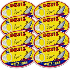Ortiz White Tuna in Olive Oil, Fresh Tender Slices, Spanish Wild Caught Tuna, High in Protein and Omega 3 Fats, Excellent in Salad, Pasta or Sandwiches - No Need to Add Mayo, 3.95oz Can (Pack of 8)