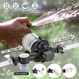 WASSERMANN RV Pump, 12V Self-priming RV Water Pressure Pump 4.0GPM 45PSI with Pressure Switch, for RV Marine Camping Yacht Garden, 12Volt DC Fresh Water Pumps RV Water Pump 2088-554-144 Replacement