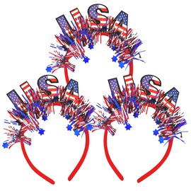 Needzo American Flag Patriotic Headband, USA Sparkly 4th of July Festive Hair Accessories for Women, (USA Headband)