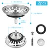 2 Pack Kitchen Sink Strainer, Stainless Steel Sink Drain Stopper,