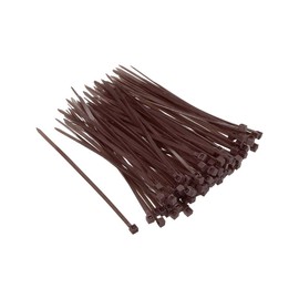 TA-VIGOR 100Pcs Nylon Cable Ties Brown, 100mm x 2.5mm Heavy Duty Secure Self-Locking Plastic Wire Zip Ties Wraps for Cable Management, Home, Garden, Office and DIY