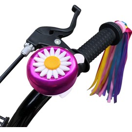 obqo 1 Pack Kids Bike Bell and 2 Pack Kids Bike Streamers for Children's Bike Accessories (Purple & White)
