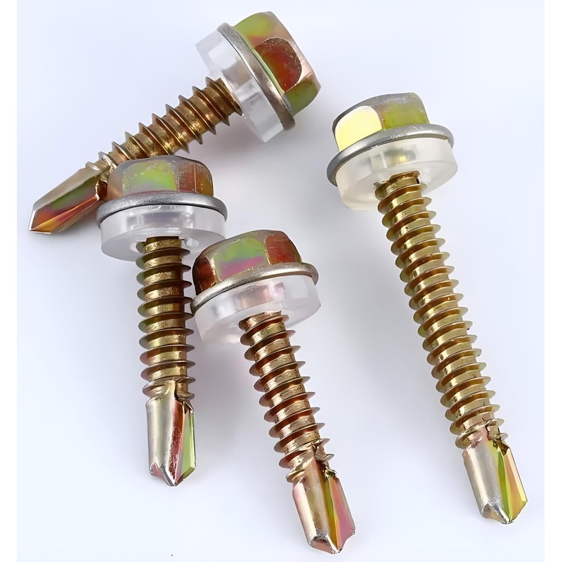 (140Pcs) Hex Washer Head Self Drilling Screws，#8x3/5,#8x4/5,#8x1,#8x1-1/5 TEK Screws, Self