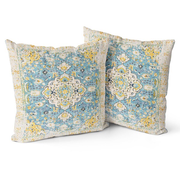 Snylcce Boho Cushion Covers Set of 2 Floral White Monaco