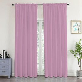 texpot Velvet Curtain Dusky Pink 140 x 245 cm Opaque with Ruffle Tape Sliding Curtain