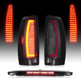 Cenfeild LED Tail Lights Assembly + 3rd Third Brake Cargo Lamp Compatible with Chevy Avalanche 2007-2012, Rear Taillights & High Mount Stop Light Set, Smoked Lens, 3 Pcs