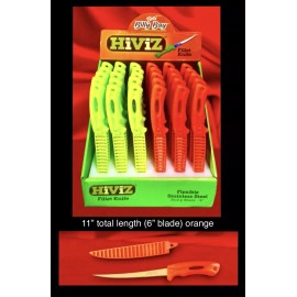 Hiviz- Betts Billy Bay Hiviz Razor Sharp 11" FILET Fillet KNIFE (6" BLADE) HIGH CARBON St’STEEL, Orange