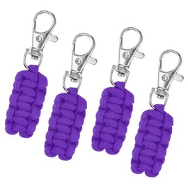 uxcell 4pcs Paracord Zipper Pulls, Paracord Lanyard Keychain for Backpacks, Tents, Trolley Cases, Traveling Cases, Key, Jackets, Deep Purple