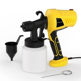 Paint Sprayer, 700W HVLP High Power Electric Spray Paint Gun with 4 Nozzles & 3 Patterns, Adjustable Width & Flow, Blow Clean Function, Easy to Use & Clean, for Furniture, Walls, Fence – Yellow