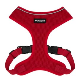 Aerolite - Arnés de malla para perro con cobertura de pecho ligera, suave, transpirable, costuras reflectantes y correas ajustables para caminar, correr, entrenar, resistente y duradero, color rojo, M